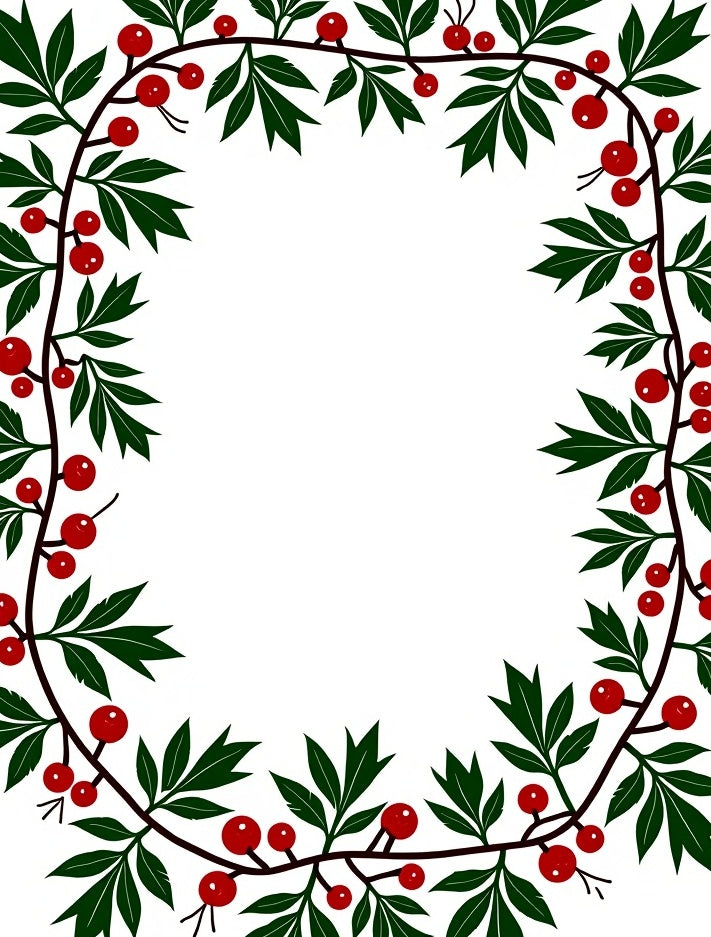 Crimson Berry Vine Border Rug