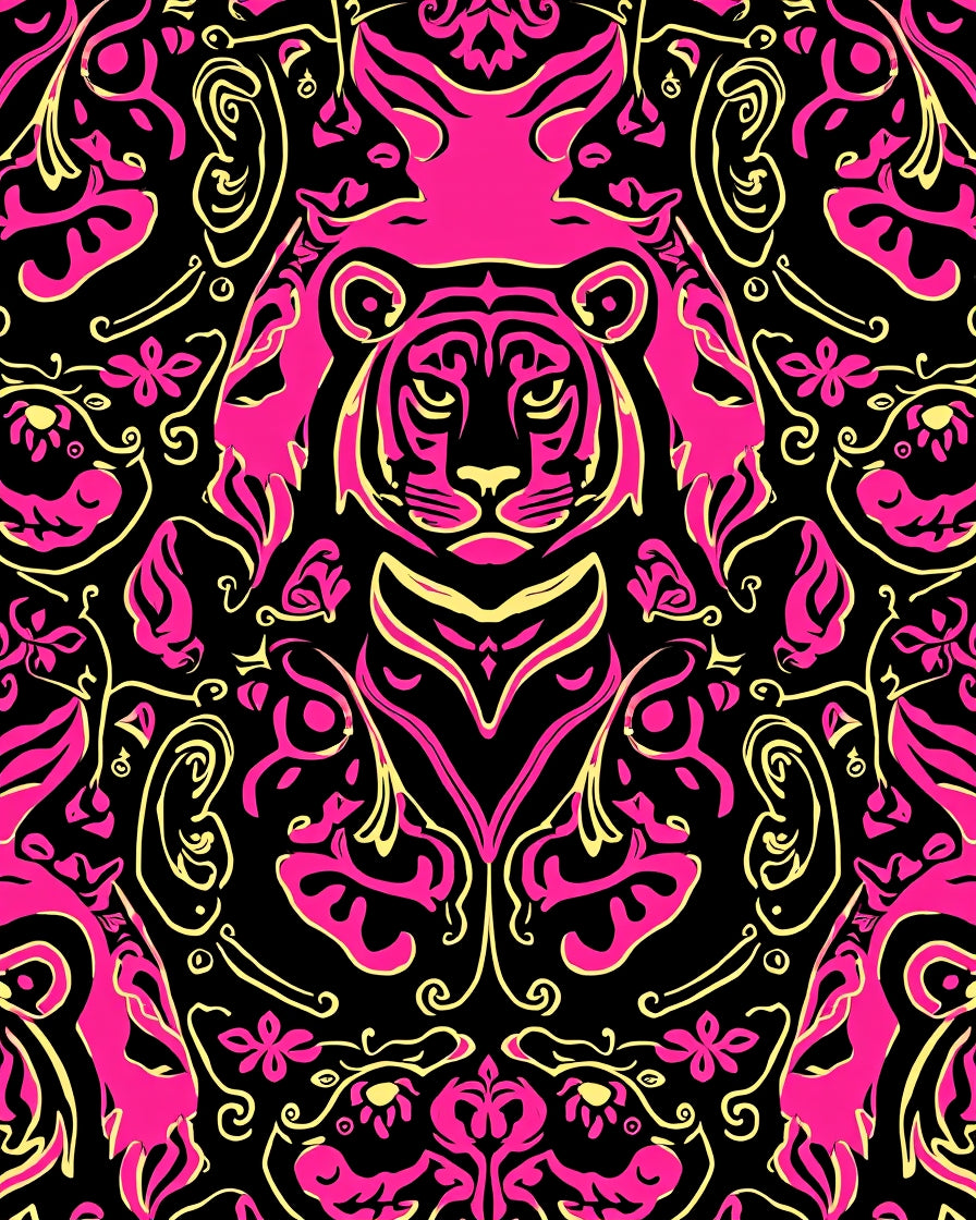 Bold Tiger Floral Pattern Rug