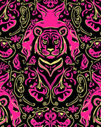 Bold Tiger Floral Pattern Rug