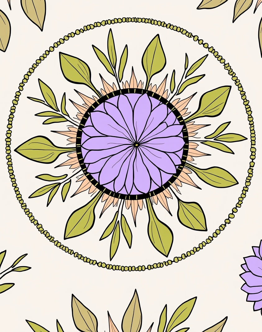 Floral Mandala Design In Cream Rug