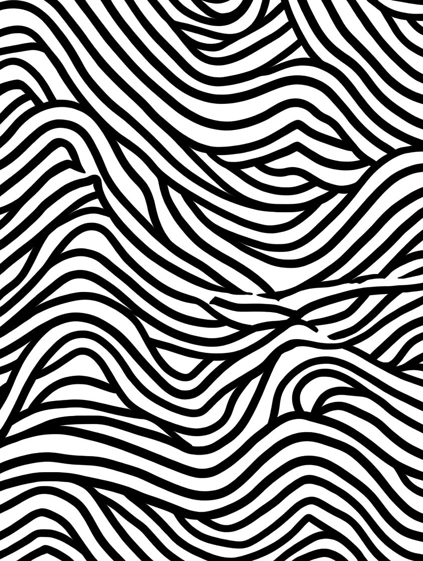 Abstract Black White Wavy Stripe Design Rug