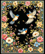Birds and Blossoms Floral Garden Rug