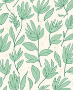 Botanical Line Art Leaf Pattern Rug