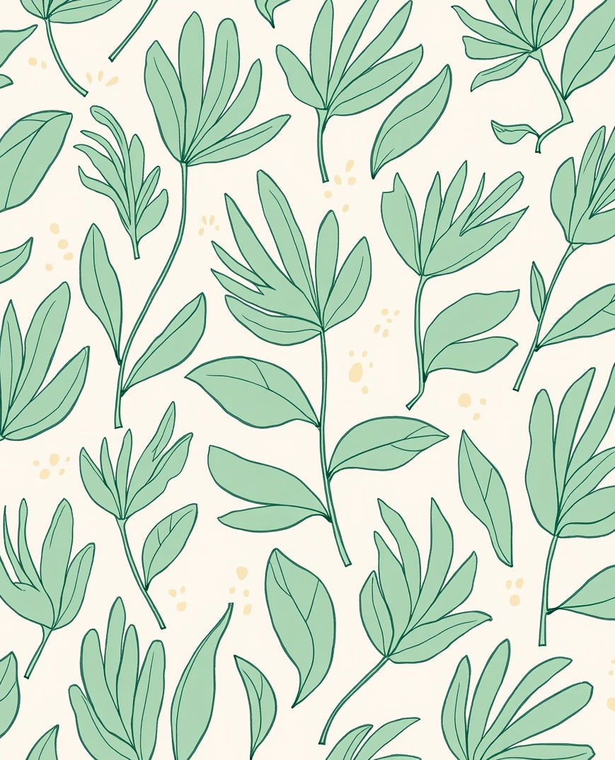 Botanical Line Art Leaf Pattern Rug