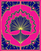 Vibrant Fan Art Deco Tropical Design Rug