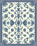 Blue White Floral Damask Pattern Rug