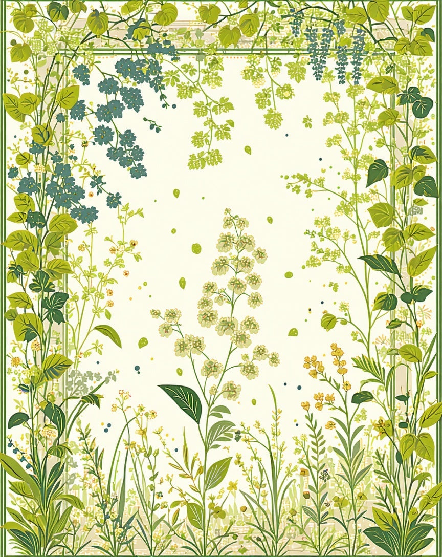 Verdant Floral Vine Pattern Rug