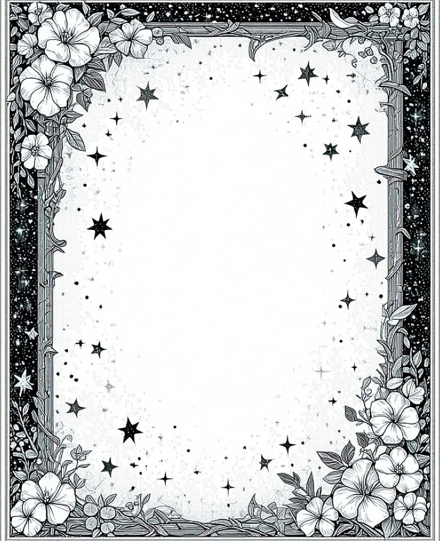 Whimsical Floral Stars Frame Rug