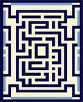 Navy and Cream Maze Pattern Rug