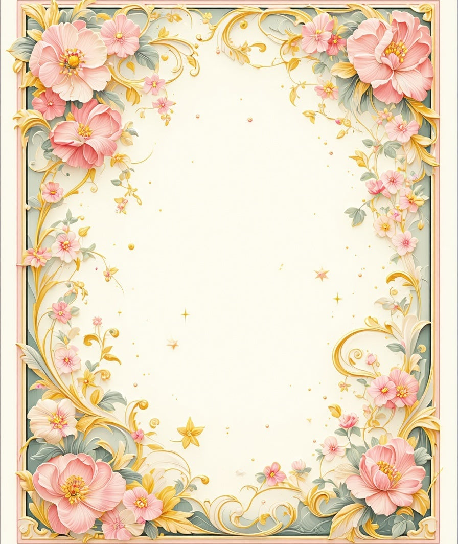 Pastel Floral Vine Scroll Rug