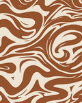 Brown Cream Swirl Abstract Pattern Rug