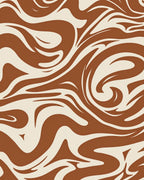 Brown Cream Swirl Abstract Pattern Rug