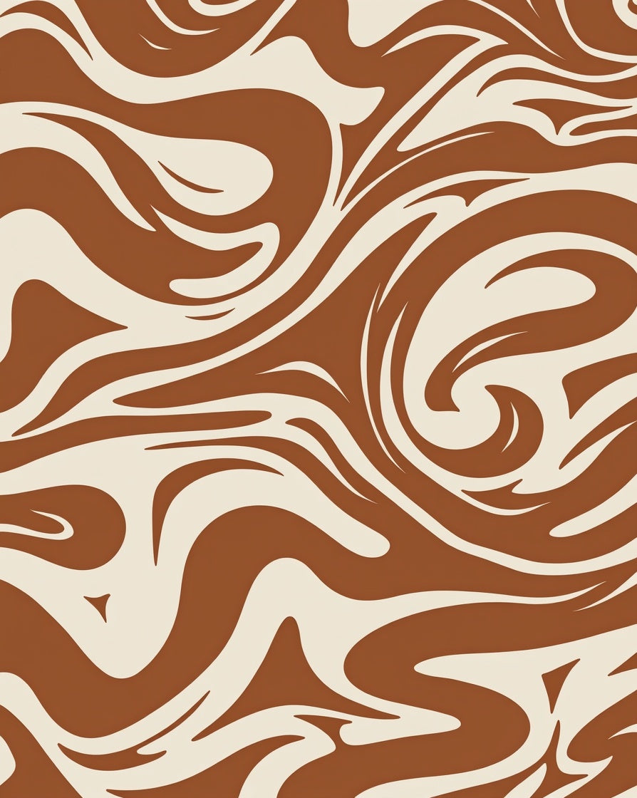 Brown Cream Swirl Abstract Pattern Rug