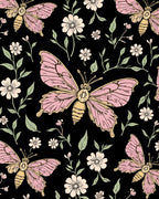 Pink Butterfly Flower Pattern Rug