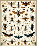 Insect Pattern With Botanical Accents Rug