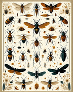 Insect Pattern With Botanical Accents Rug
