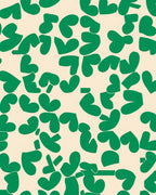 Abstract Heart Pattern Green Beige Rug