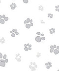 Gray Paw Prints on White Background Rug