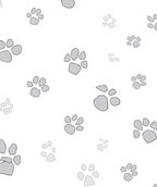 Gray Paw Prints on White Background Rug