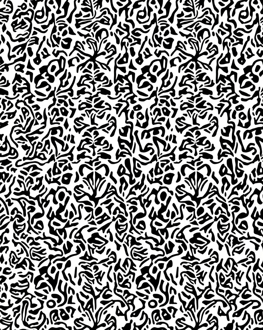 Abstract Organic Black and White Pattern Rug