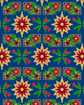 Crimson Gold Star Floral Border Rug