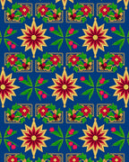 Crimson Gold Star Floral Border Rug
