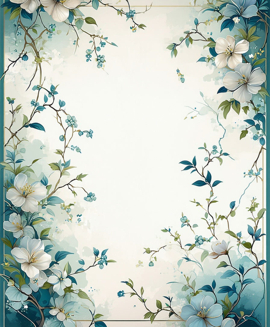 Coastal Floral Vine Silhouette Rug