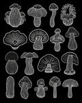 Whimsical Mushroom Line Art Design Rug