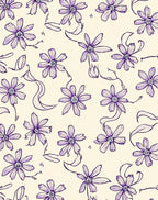 Purple Floral Sketch Pattern Rug