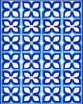 Blue White Floral Geometric Pattern Rug