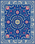 Royal Blue Floral Medallion Rug