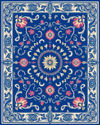 Royal Blue Floral Medallion Rug