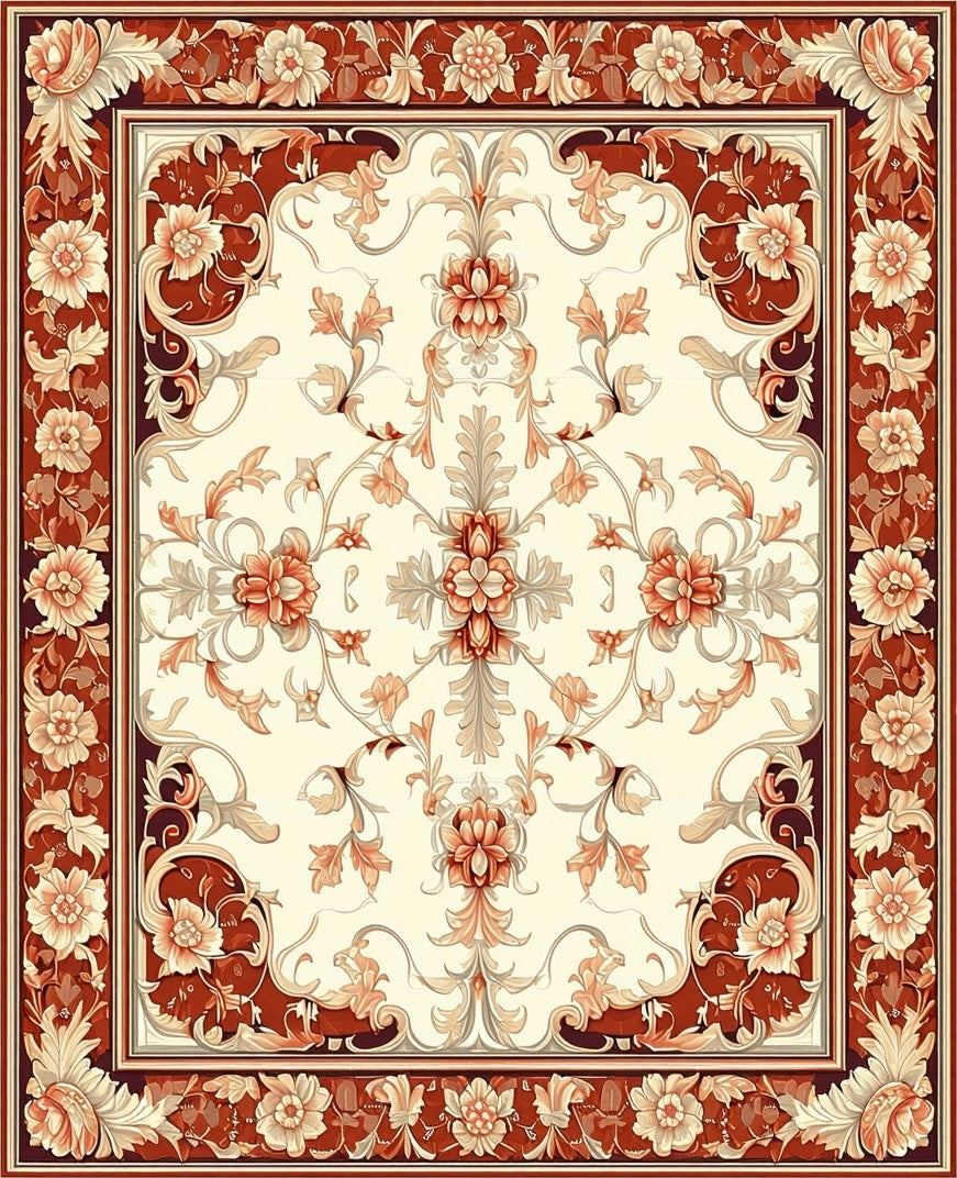Classic Floral Swirls Patterned Rug
