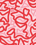 Bold Red Abstract Swirl Pattern Rug