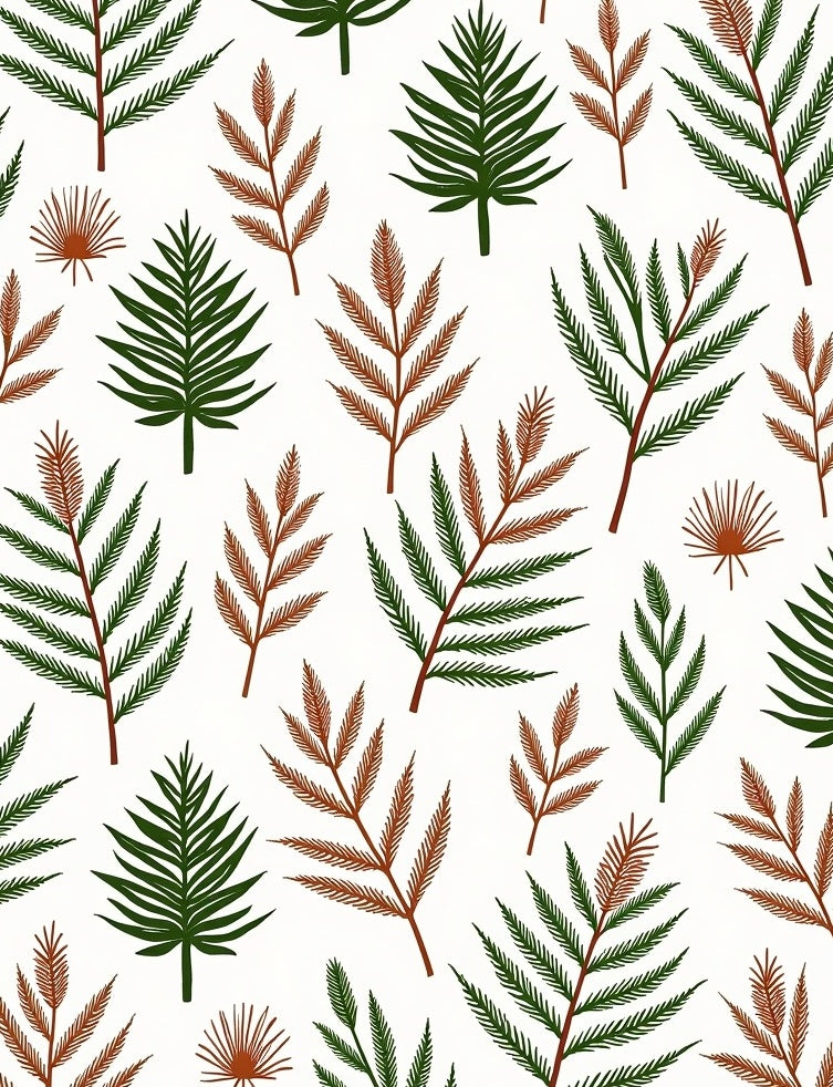 Rustic Fern And Leaf Arrangement Rug
