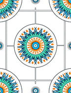 Vibrant Orange Teal Blue Mandala Rug