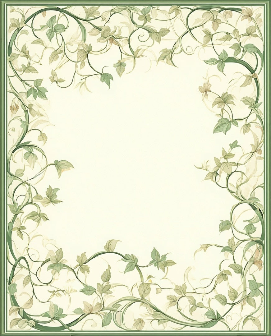 Vine Scroll Botanical Border Pattern Rug