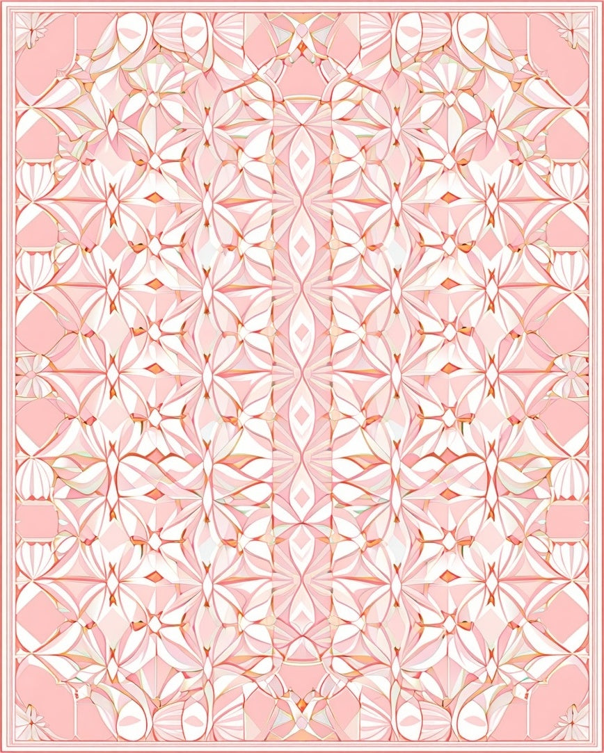 Pink Petal Geometric Art Deco Rug
