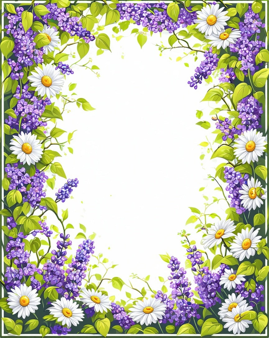 Floral Daisy Lavender Vine Design Rug