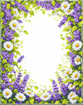 Floral Daisy Lavender Vine Design Rug