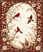 Floral Birds Botanical Pattern Rug