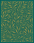 Green Gold Botanical Art Nouveau Rug