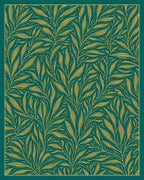 Green Gold Botanical Art Nouveau Rug