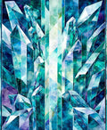 Cool Blue Crystal Geometric Design Rug