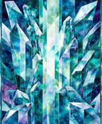 Cool Blue Crystal Geometric Design Rug