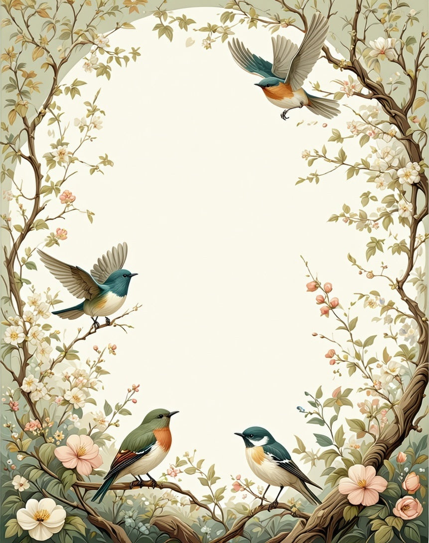 Charming Birds and Cherry Blossoms Rug