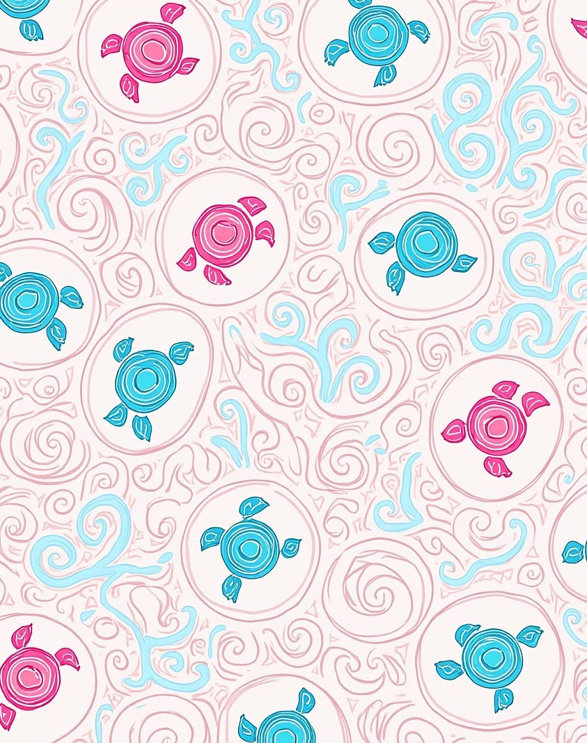 Cute Turtle Pattern with Swirls Rug