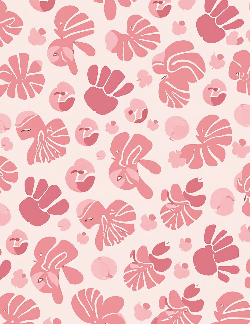 Playful Pink Floral Abstract Pattern Rug