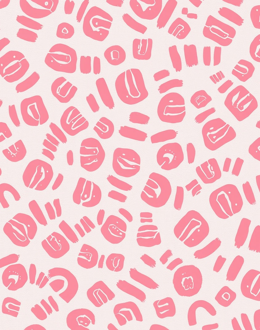 Playful Pink Abstract Brushstroke Pattern Rug