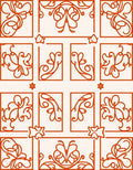 Orange Filigree Panel Inspired Design Rug